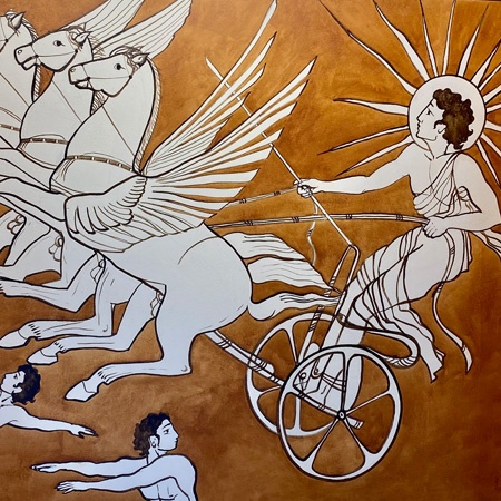 Fresco „Das Aufsteigen von Sonnengott Helios" Sizilien, 2021