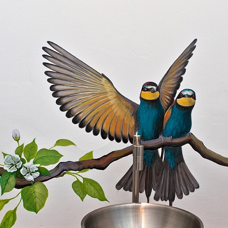 Inspiravit - Beflügelt - Wandbild mit exotischen Vögeln